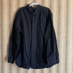 Eddie Bauer Mens Button Up Shirt Top Size Tall 3XL Black Casual Shirt